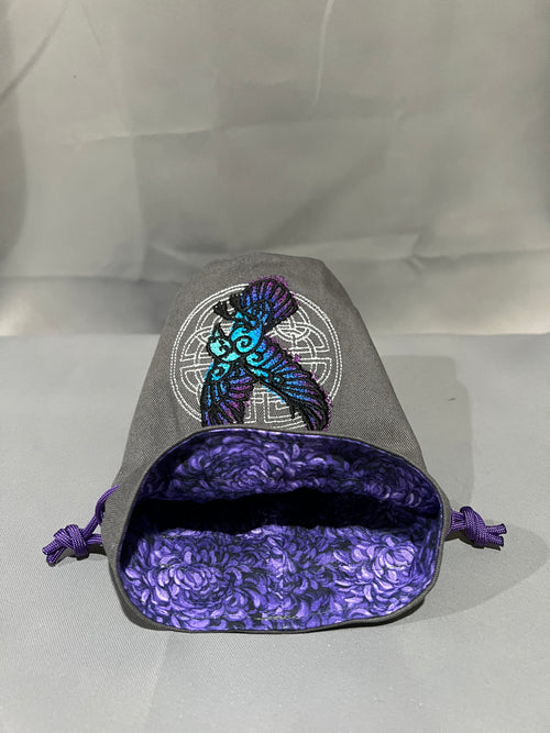 Embroidered Dice Bag: Celtic Raven