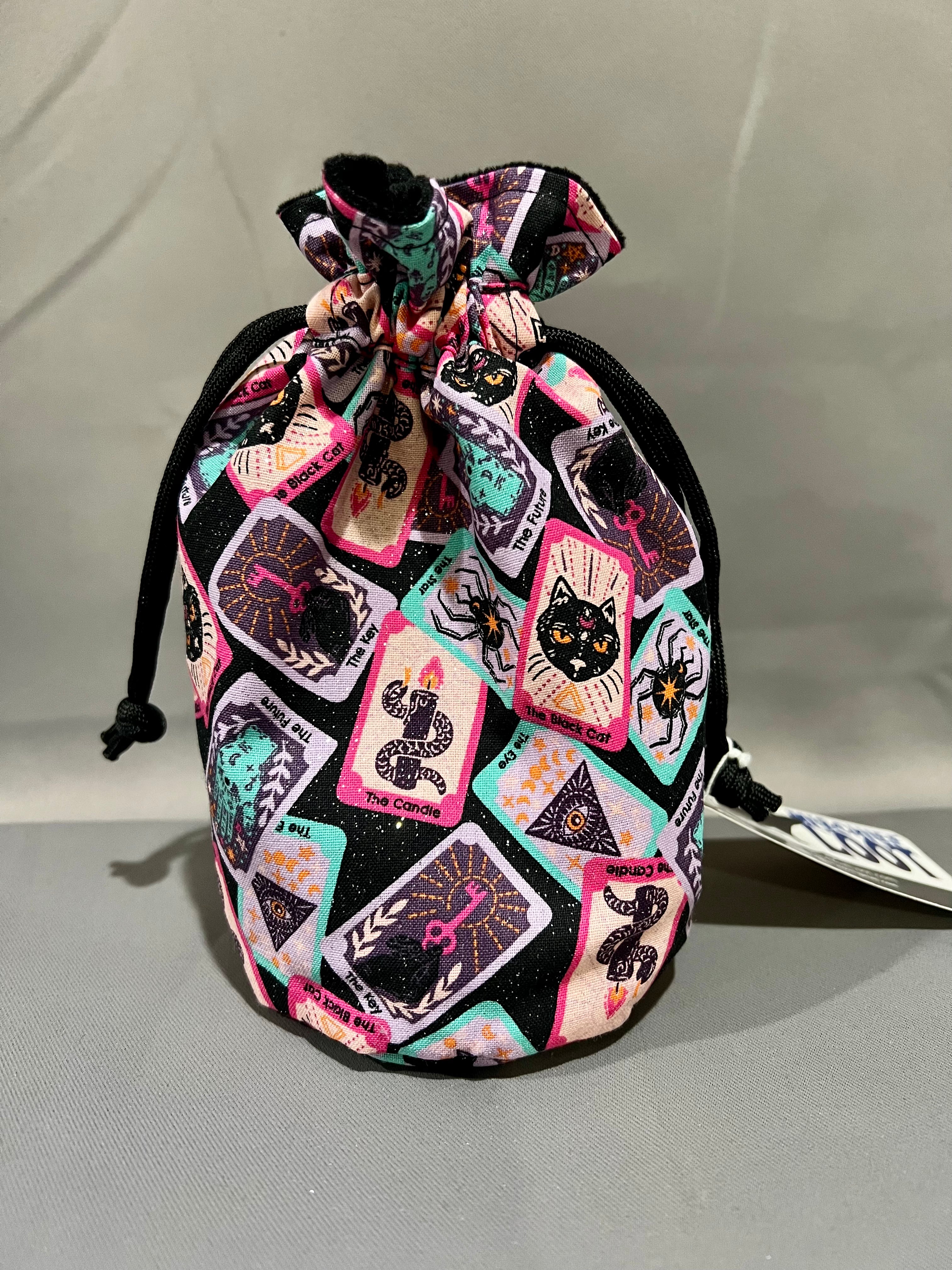 Print Fabric Dice Bag: Pastel Glitter Tarot Cards