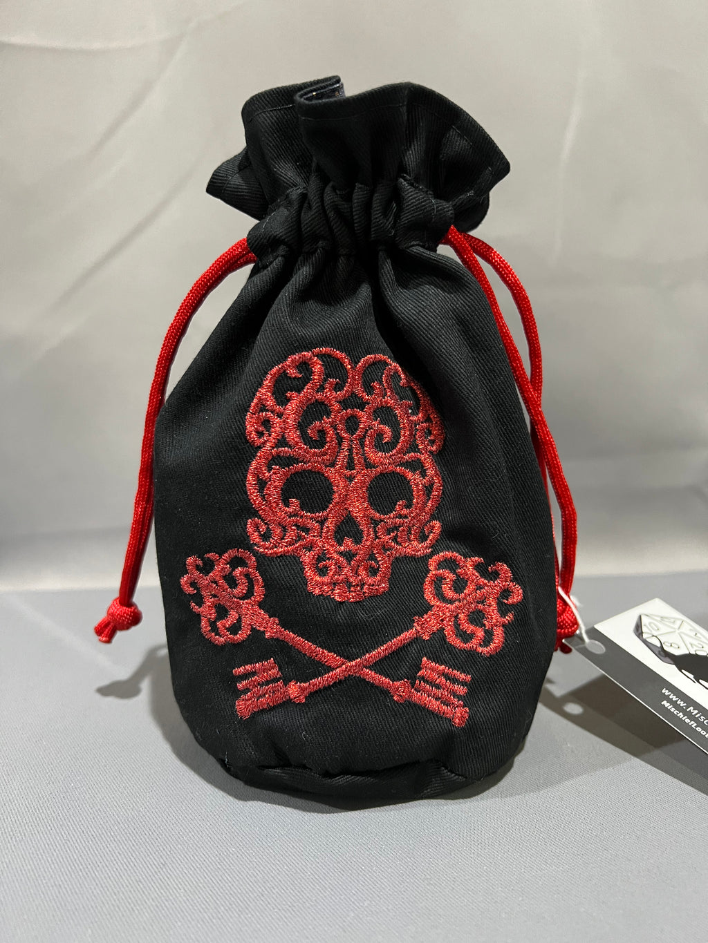 Embroidered Dice Bag: Red Skull & Keys