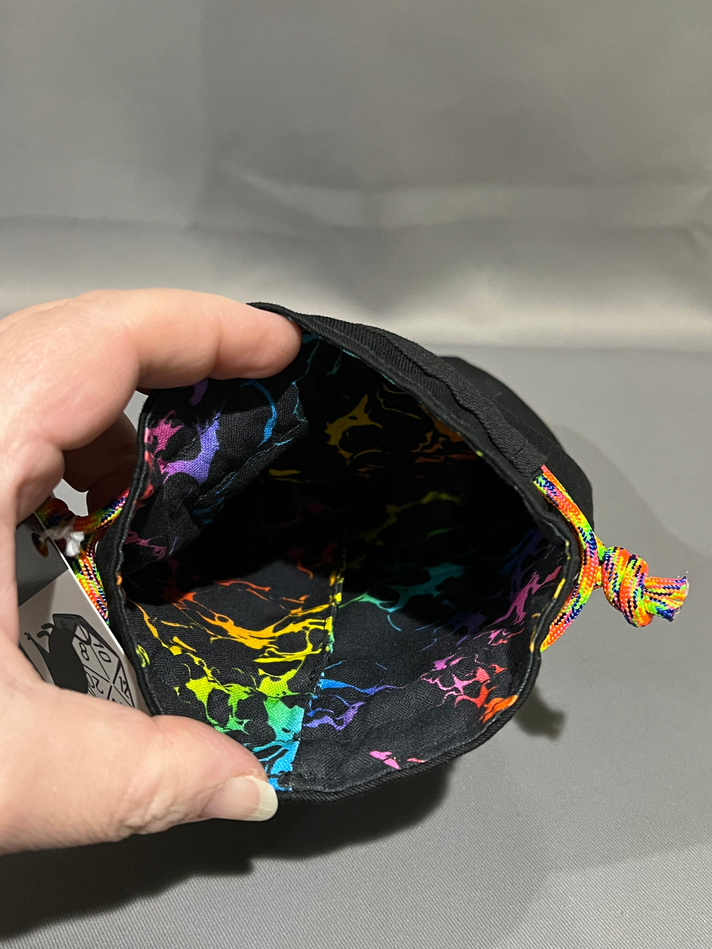 Embroidered Dice Bag: Rainbow Skull