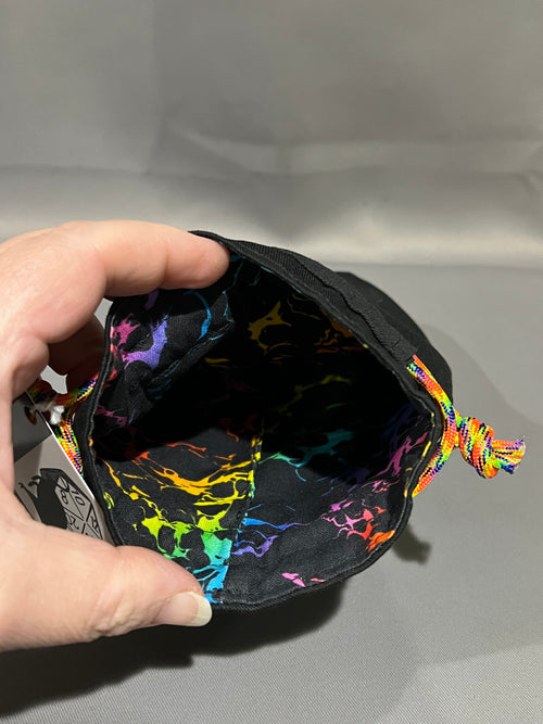 Embroidered Dice Bag: Rainbow Skull