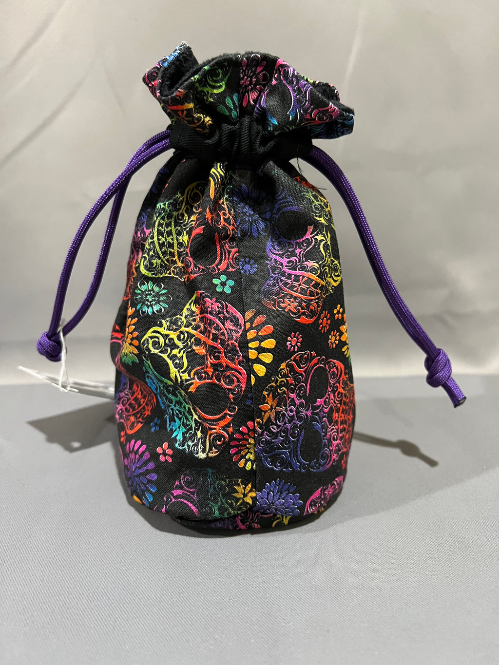 Print Fabric Dice Bag: Baroque Rainbow Skulls
