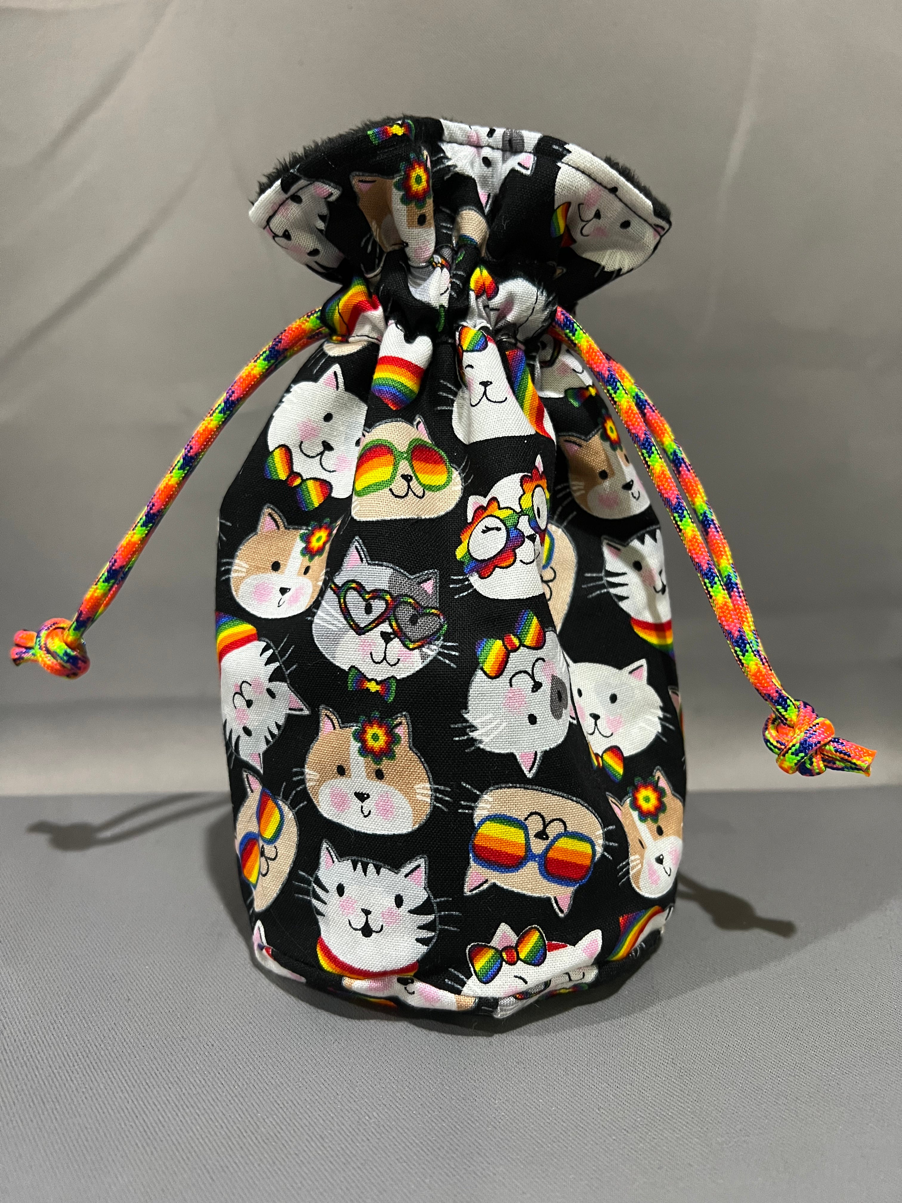 Print Fabric Dice Bag: Pride Cats