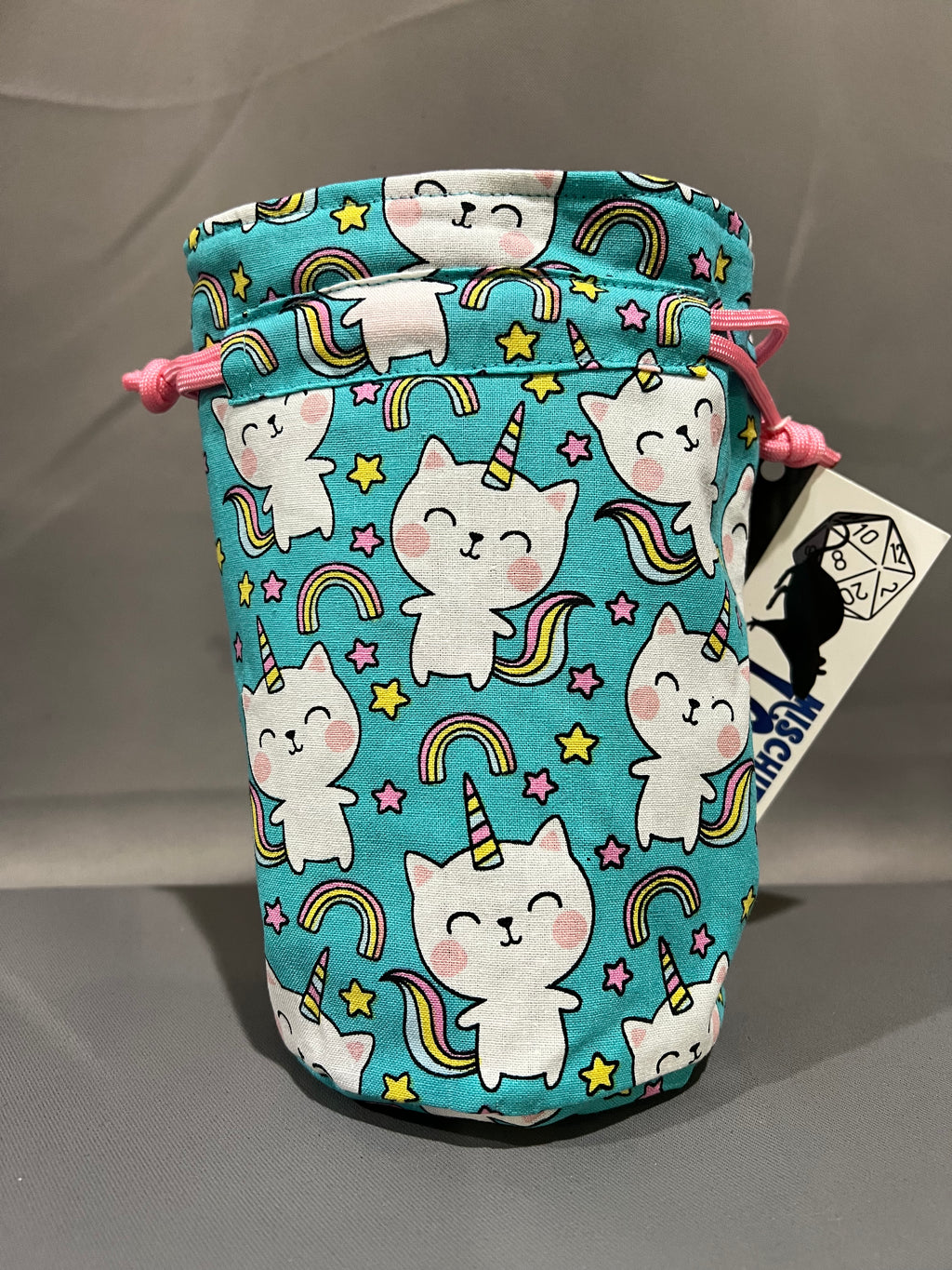 Print Fabric Dice Bag: Unicorn Kitty