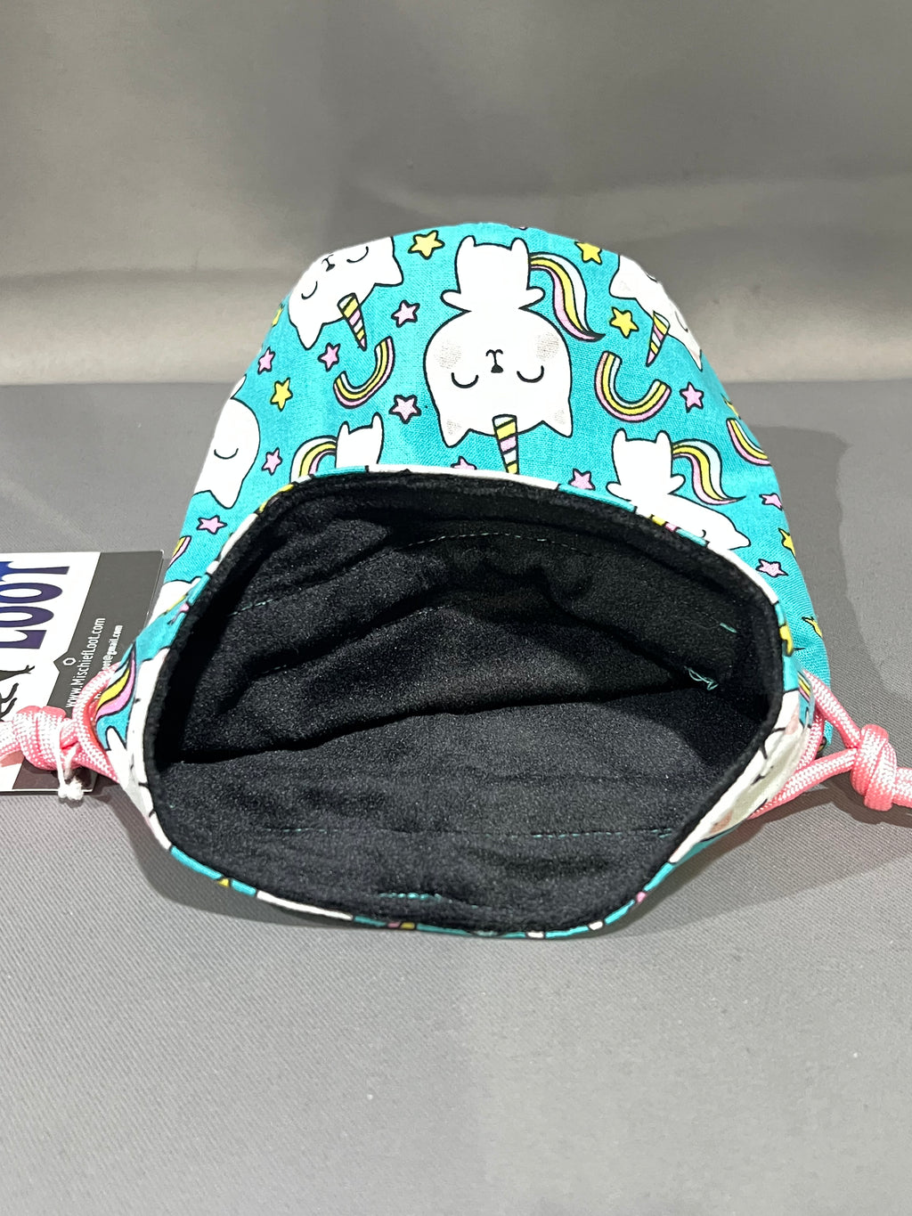 Print Fabric Dice Bag: Unicorn Kitty