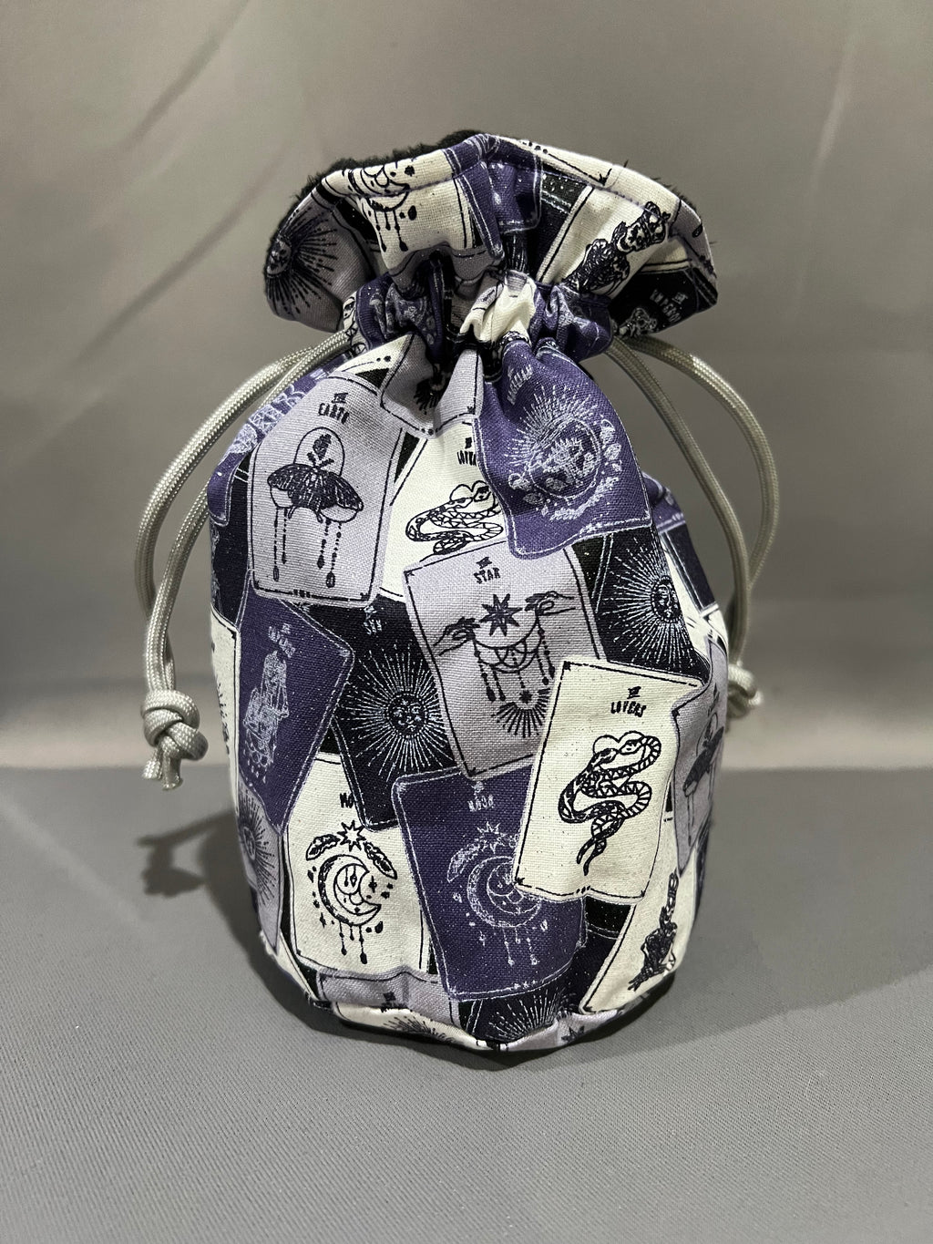 Print Fabric Dice Bag: Purple Glitter Tarot