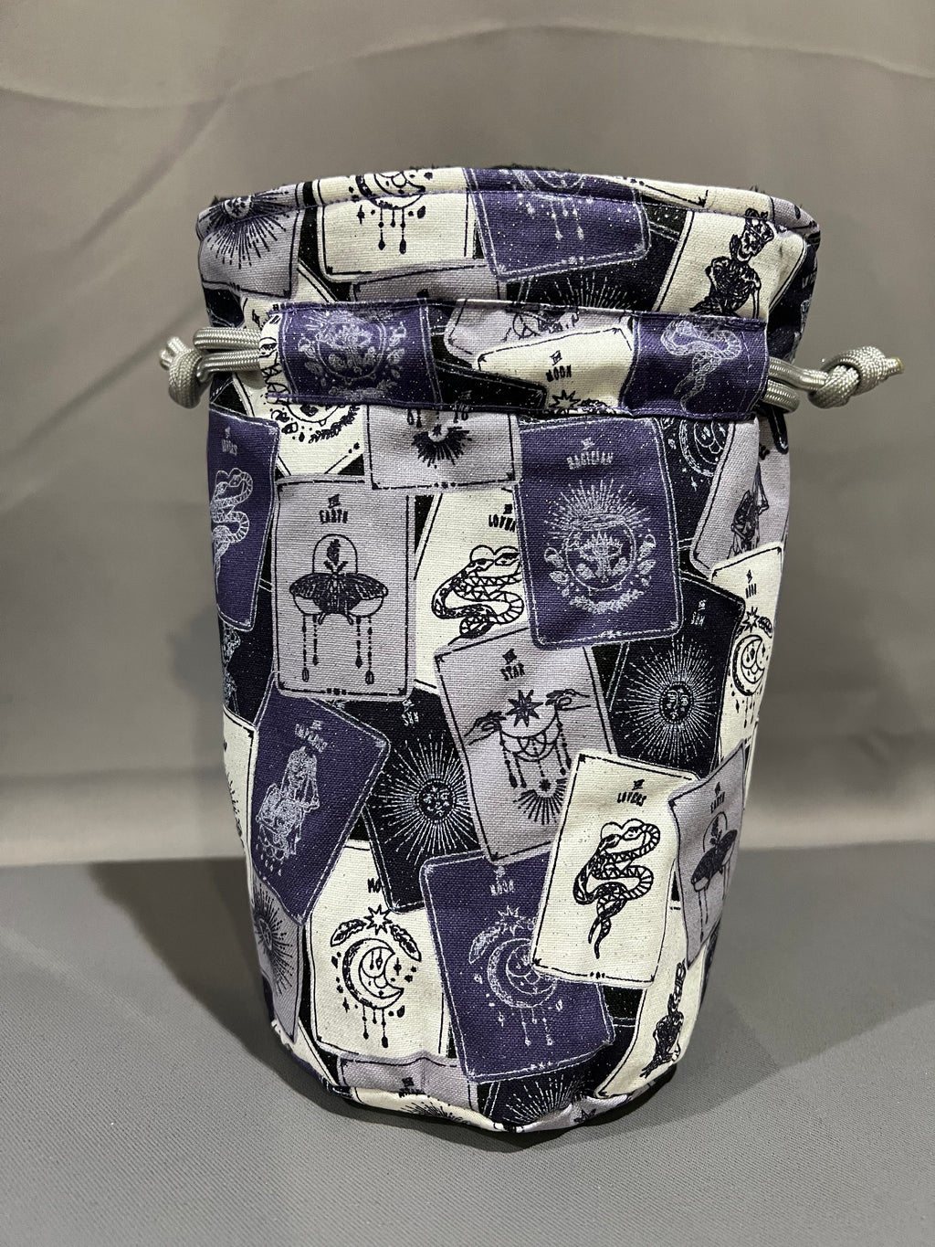 Print Fabric Dice Bag: Purple Glitter Tarot