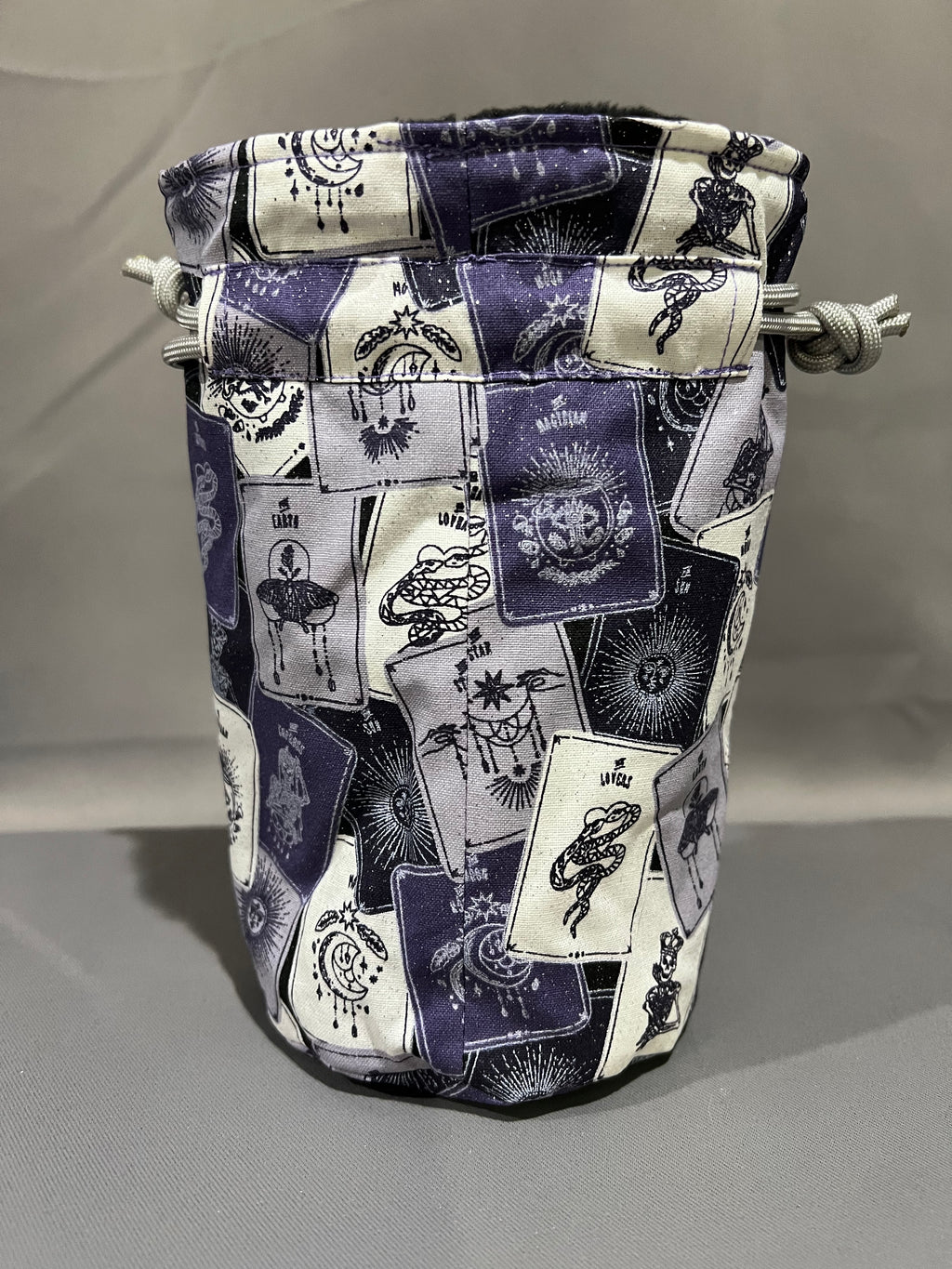 Print Fabric Dice Bag: Purple Glitter Tarot