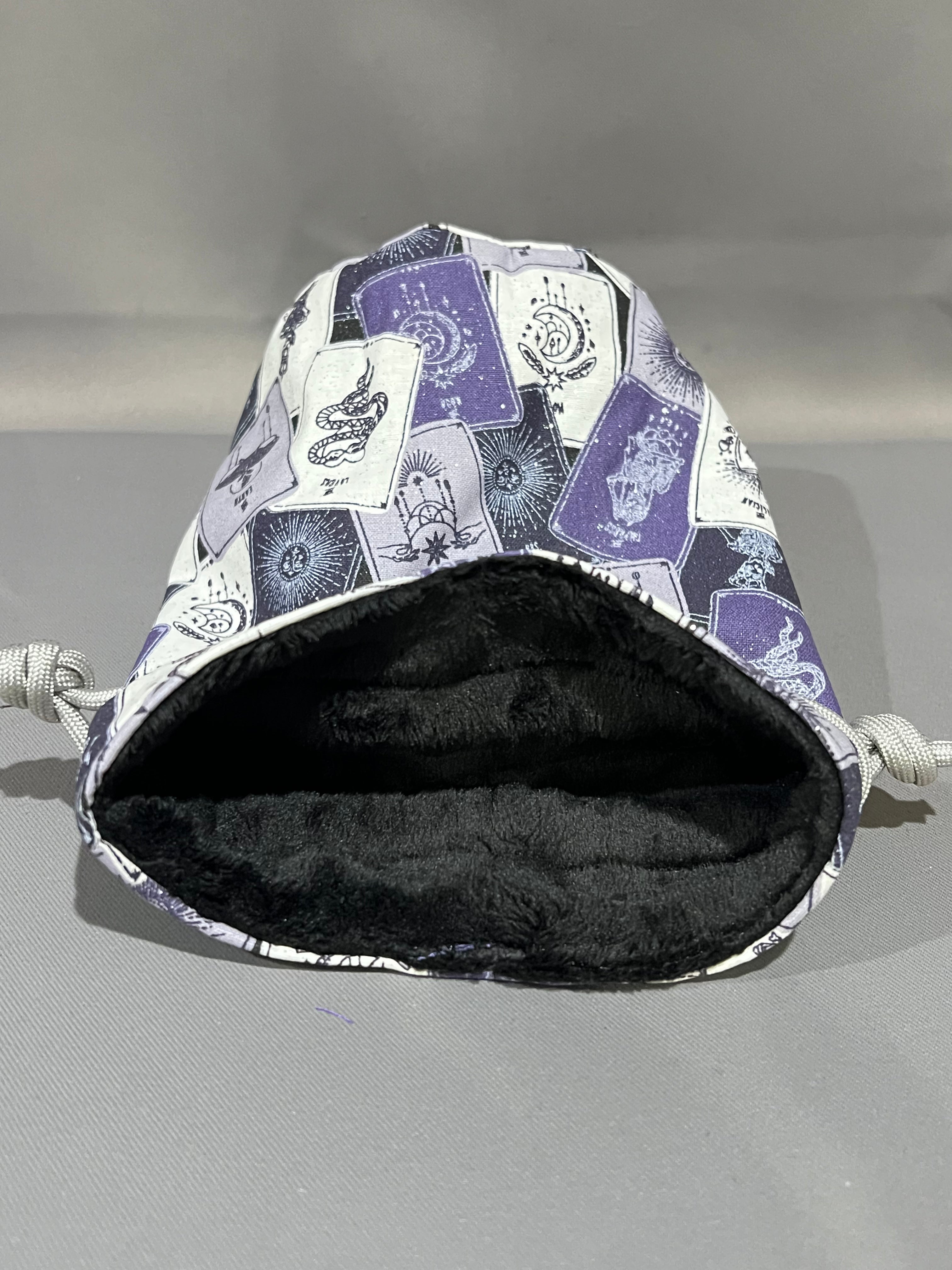 Print Fabric Dice Bag: Purple Glitter Tarot
