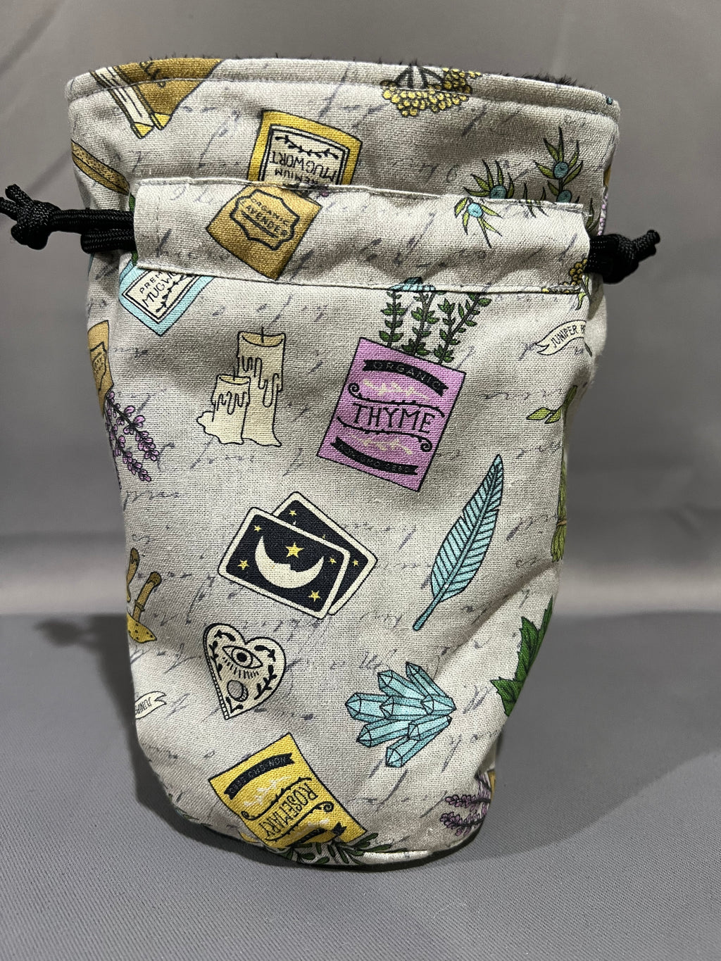 Print Fabric Dice Bag: Witch’s Kit