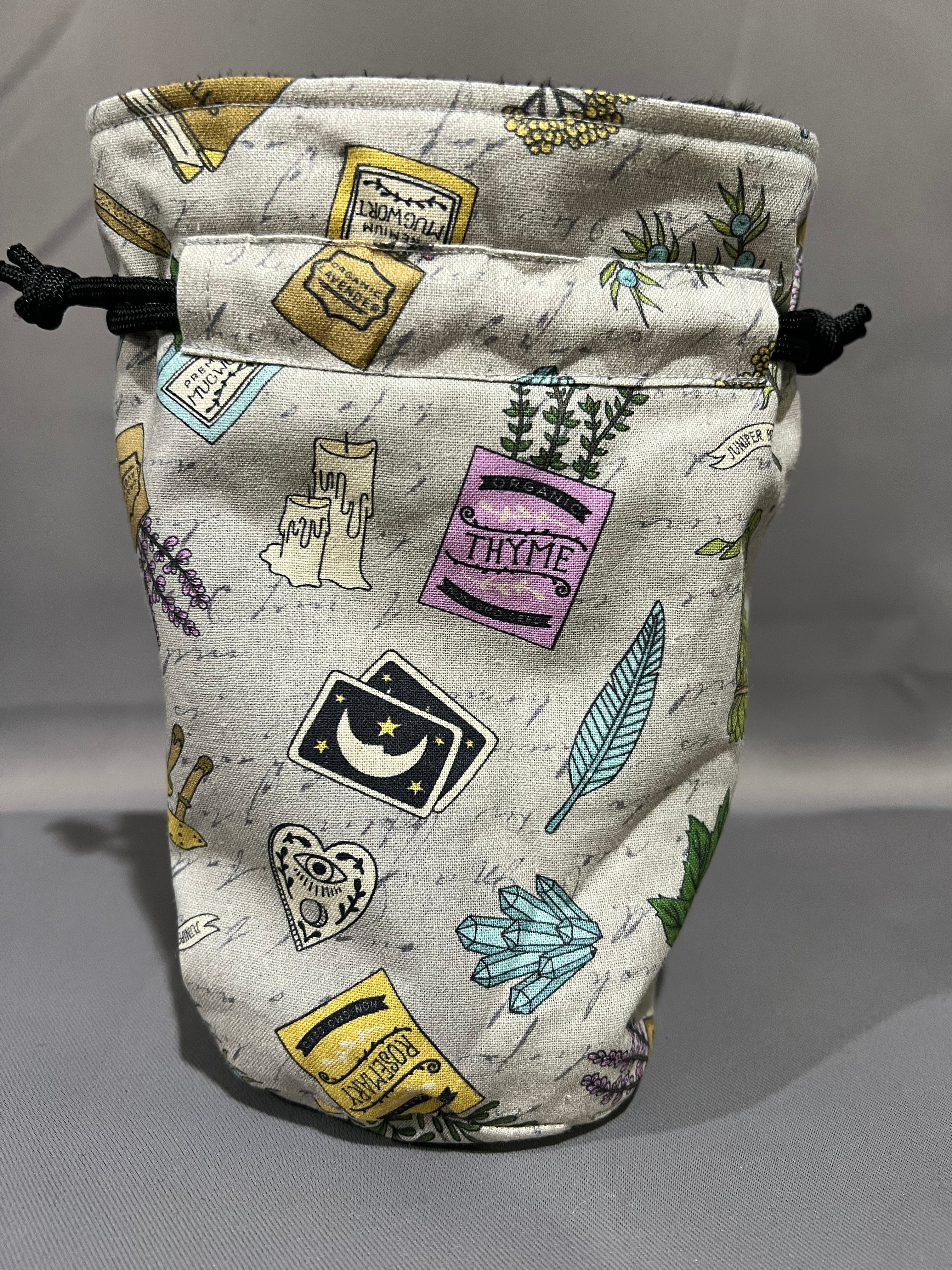 Print Fabric Dice Bag: Witch’s Kit