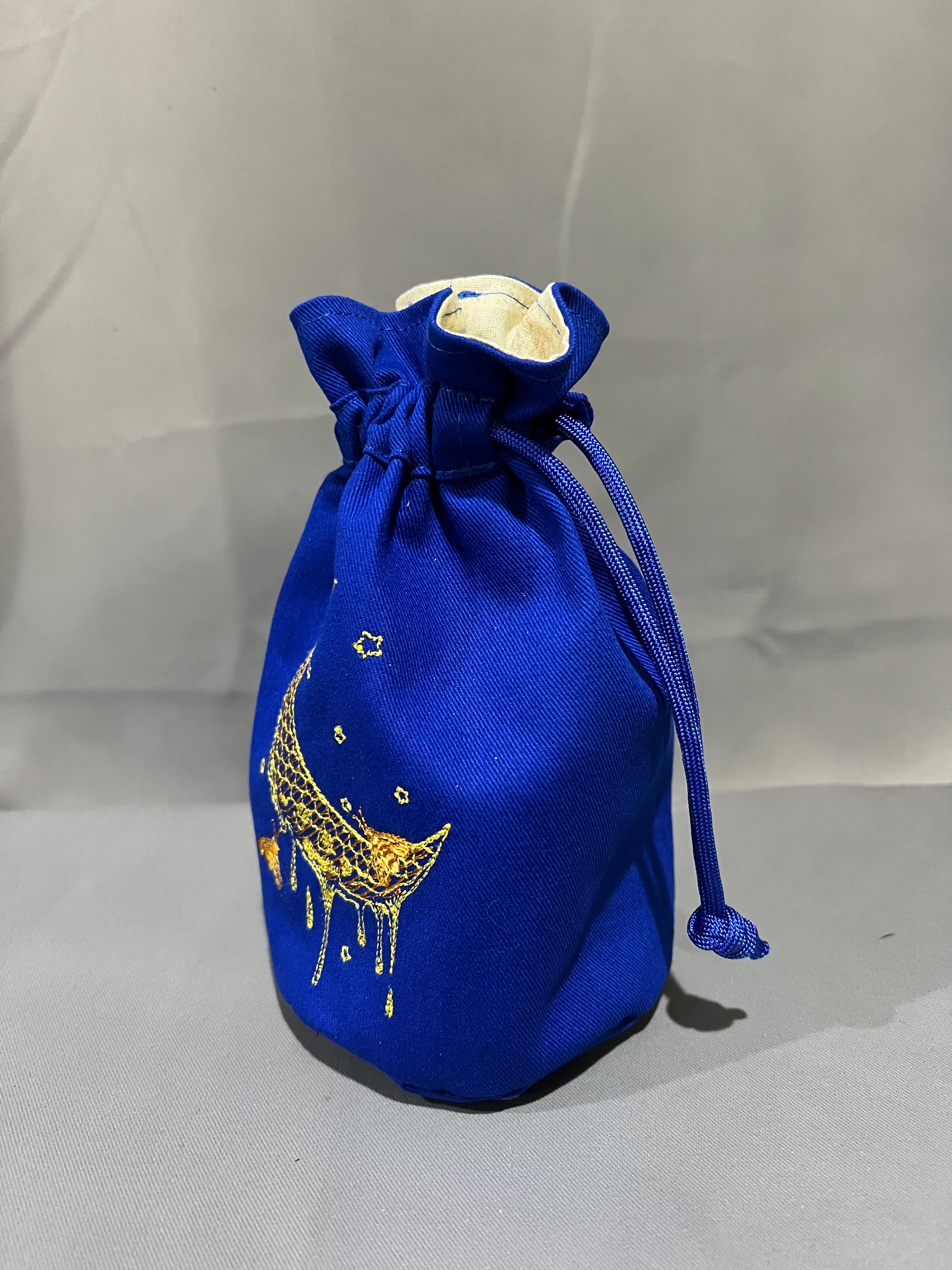 Embroidered Dice Bag: Honeycomb Moon