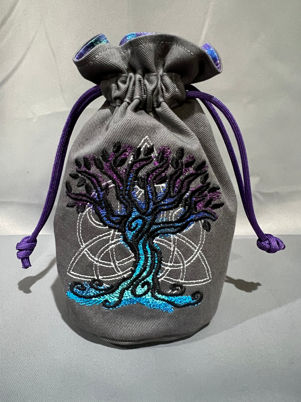 Embroidered Dice Bag: Celtic Tree